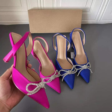 Female Flock Butterfly Knot Crystal Shoes